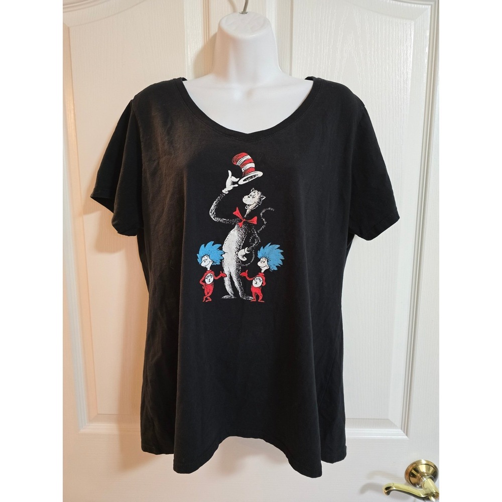 Cat in the Hat and Thing 1, Thing 2, T-Shirt Black XL /0303